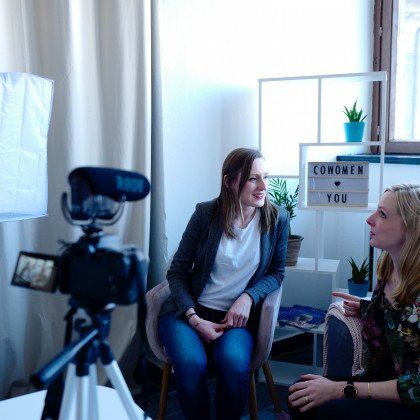 interview session with a woman