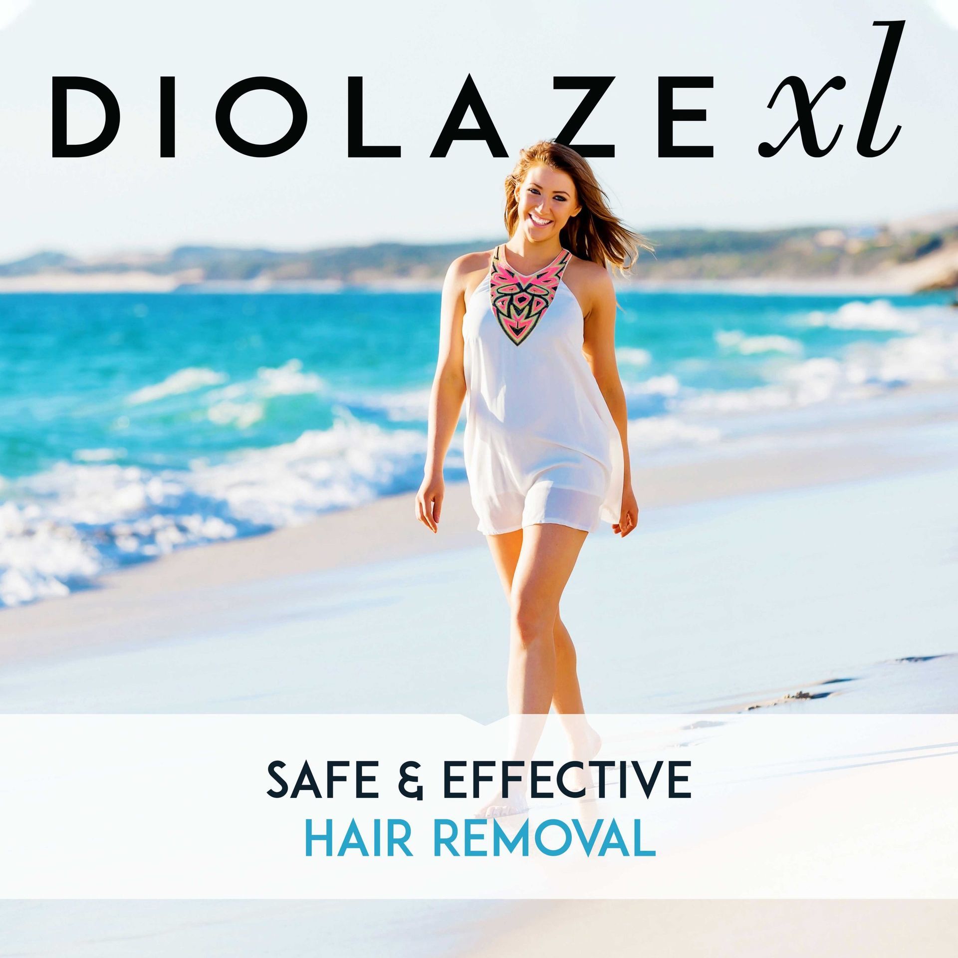 A woman in a white dress is walking on a beach.