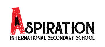 The logo for Aspiration International Secondary School, featuring the text in a stylized, bold, distressed black font.