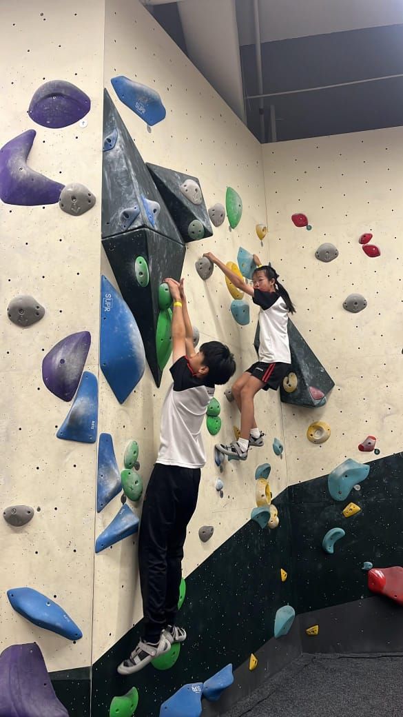 Students building strength, confidence and teamwork through climbing rock.