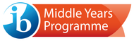 IB Middle Years Programme logo: a blue circle with a white 'ib' icon next to an orange banner with the text in white.