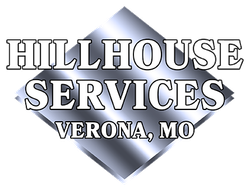 Hillhouse Services logo: Silver diamond with white text