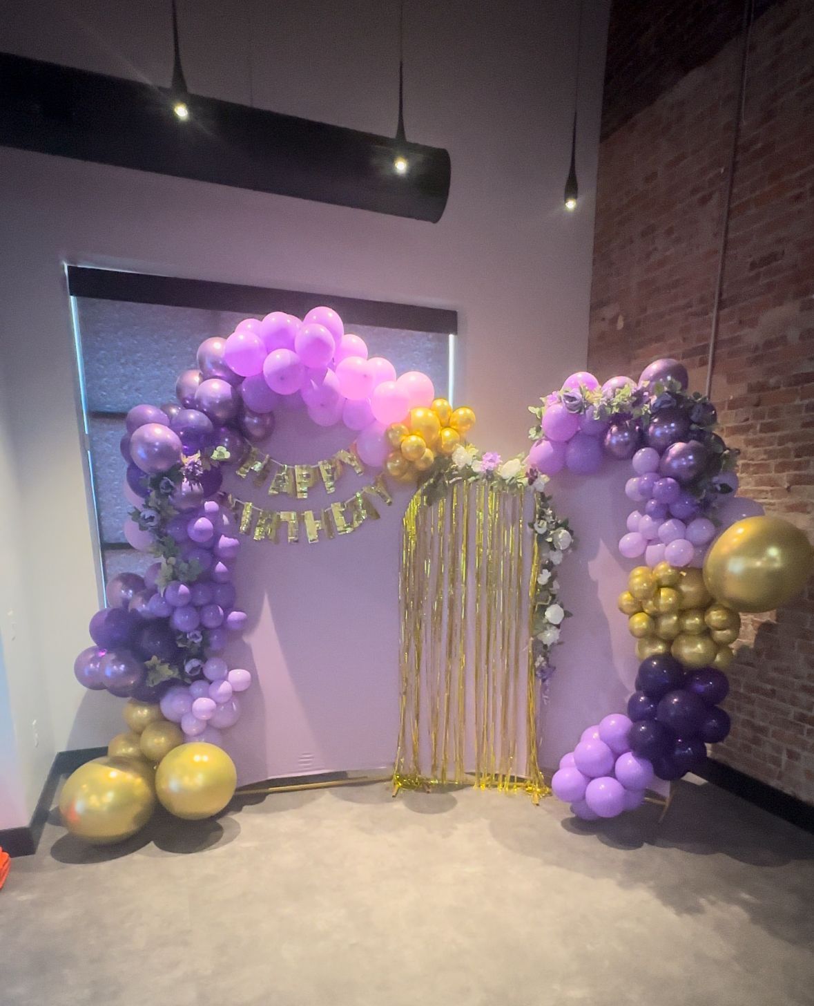 Birthday Party setup and backdrop at the Rochester Event Center