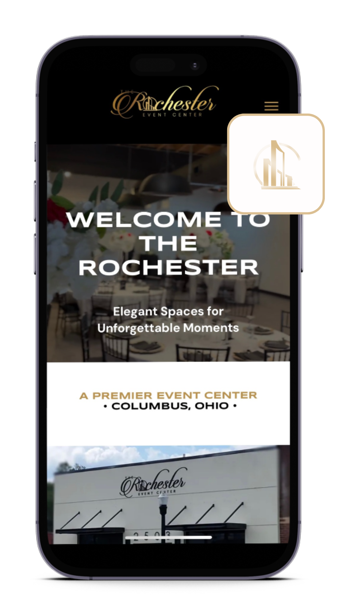 Mobile view of The Rochester website