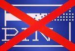 Pinnen is helaas niet mogelijk, je kunt contant betalen bij aankomst of vooraf middels bankoverschrijving. Blauw bord met een grote rode X boven witte letters en stippen in luchthavenstijl.