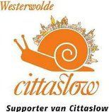 Logo voor Cittaslow Westerwolde met een oranje slak en de tekst