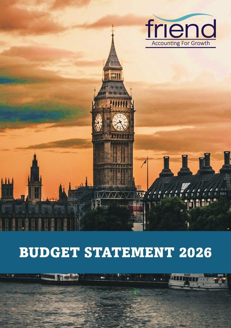 Budget Statement 2026 cover with Big Ben at sunset and a blue title bar