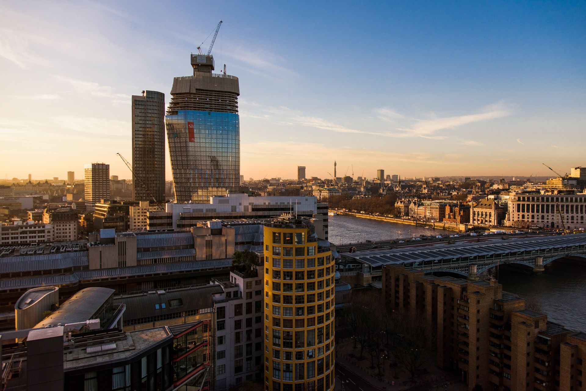 Skyline view of buildings from near the Tate Modern