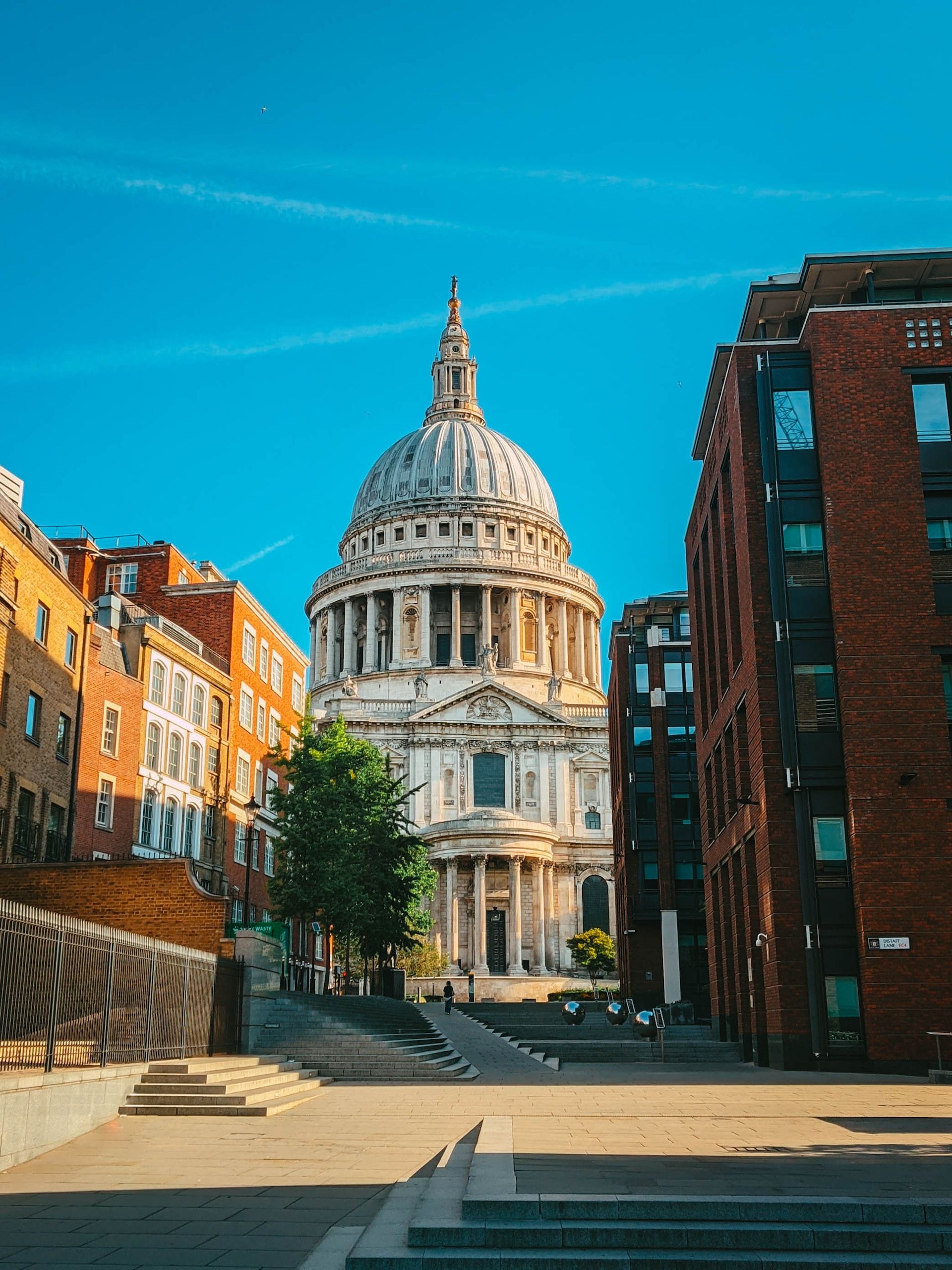 View of St Pauls surrounded by buildings.