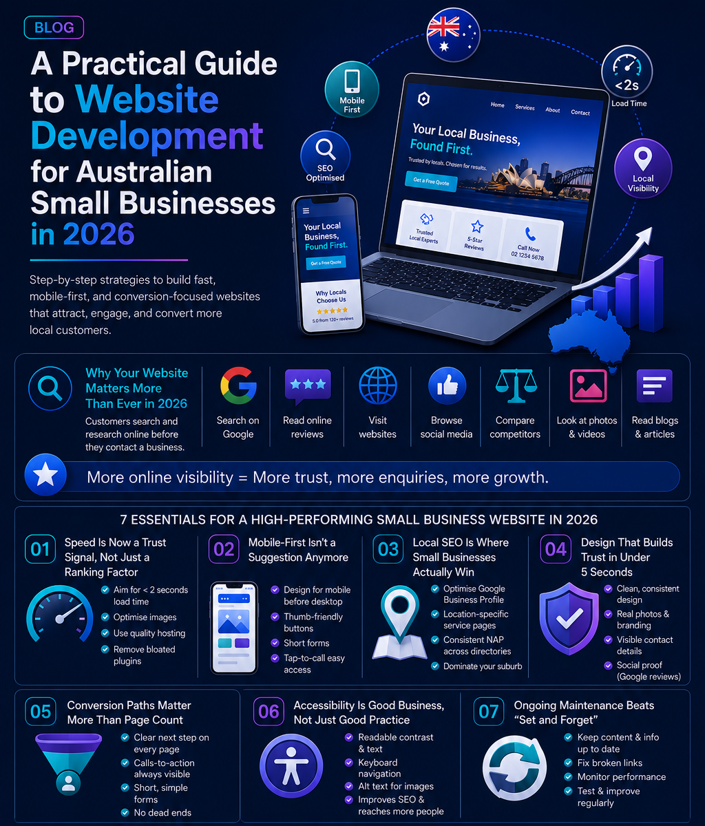 Website infographic comparing investment and social media ROI with charts, icons, and blue-pink visuals
