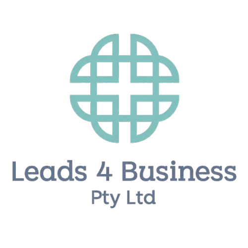 Leads 4 Business Pty Ltd logo with teal globe icon and gray text on white background