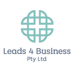 Leads 4 Business logo with teal globe icon and gray text on white background