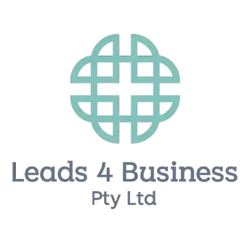 Teal geometric logo above text “Leads 4 Business Pty Ltd”