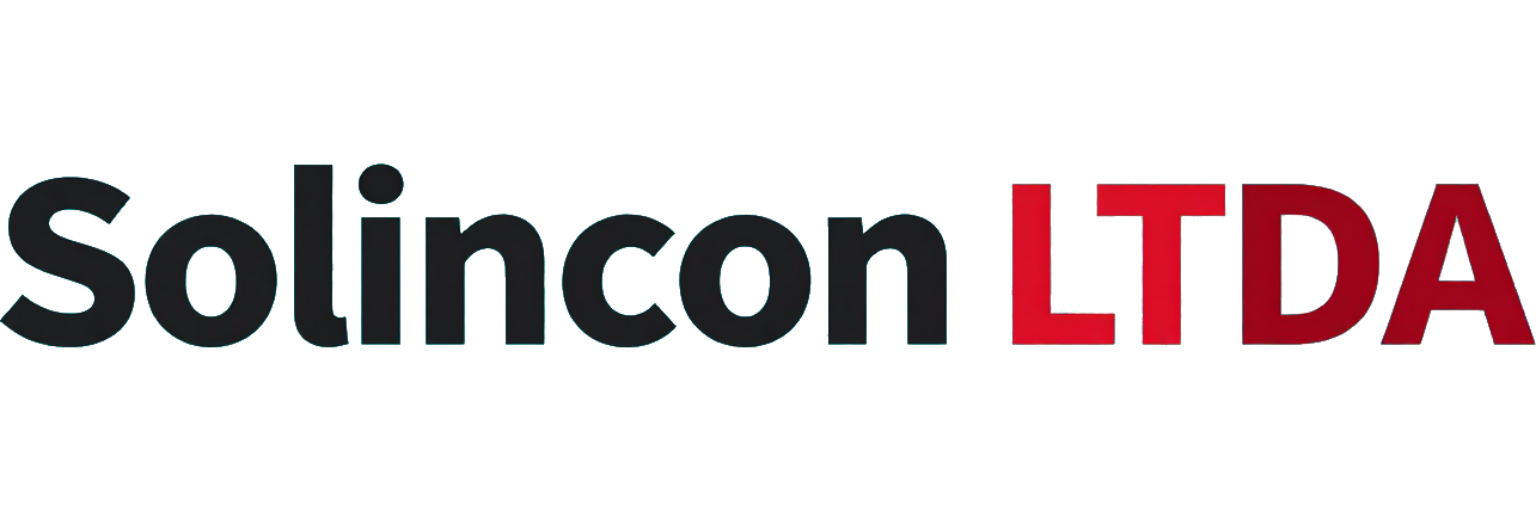Logotipo de Solincon LTDA con texto negro y rojo sobre fondo blanco