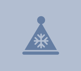 Blue Santa hat with a snowflake on a blue background.