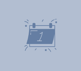 Blue calendar page showing the number 1, surrounded by celebratory stars.
