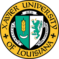 The seal of xavier university of louisiana with a shield and a lion