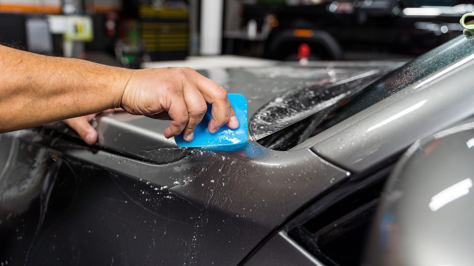 ceramic coating on a black car