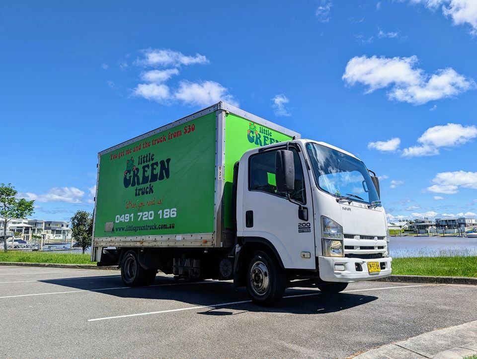 A Green and White Truck is Parked on the Side of the Road — Little Green Truck Port Macquarie in Port Macquarie, NSW