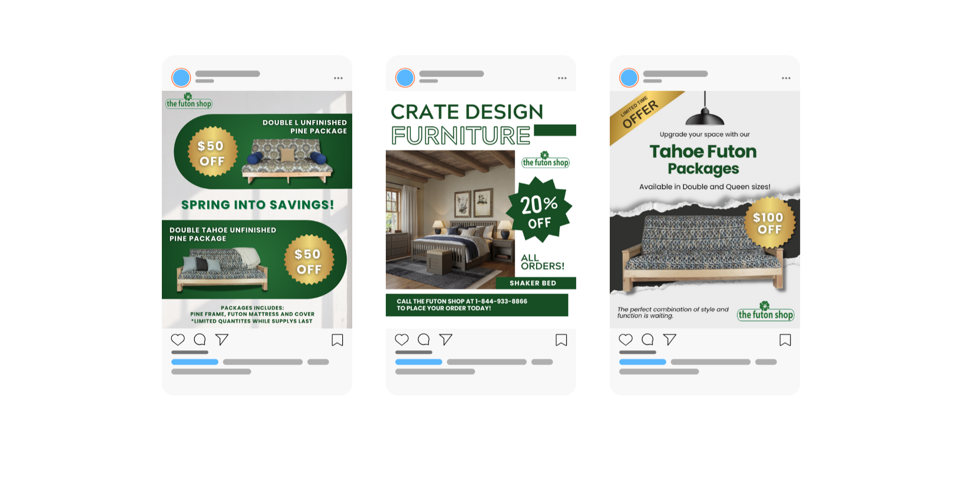 3 Single Ads Boosted to Promote their current Promotions 
