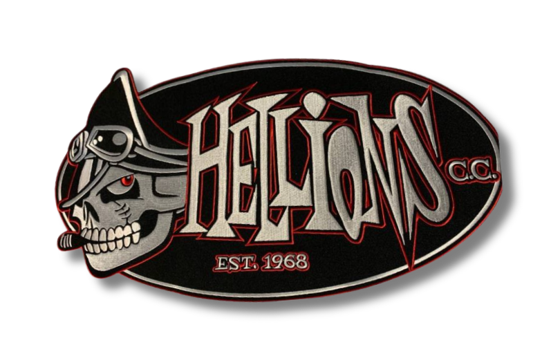 Logo: Skull with aviator goggles and cigar,