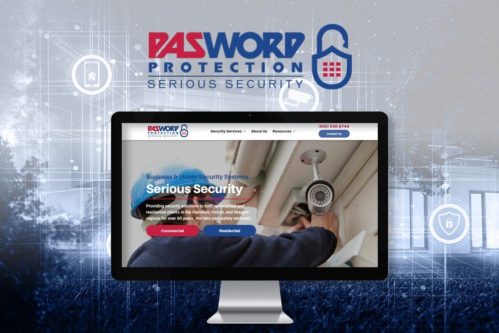 A computer monitor displaying a website for password protection serious security