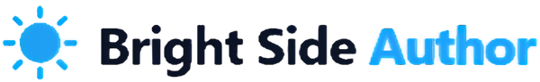 Bright Side Author logo with blue sun icon and black-and-blue text on a white background