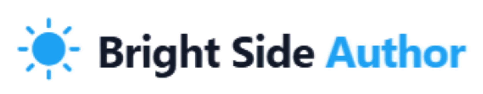 Bright Side Author logo with blue sun icon and blue text on white background