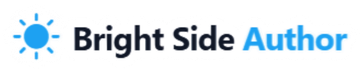 Bright Side Author logo with blue sun icon and blue text on white background