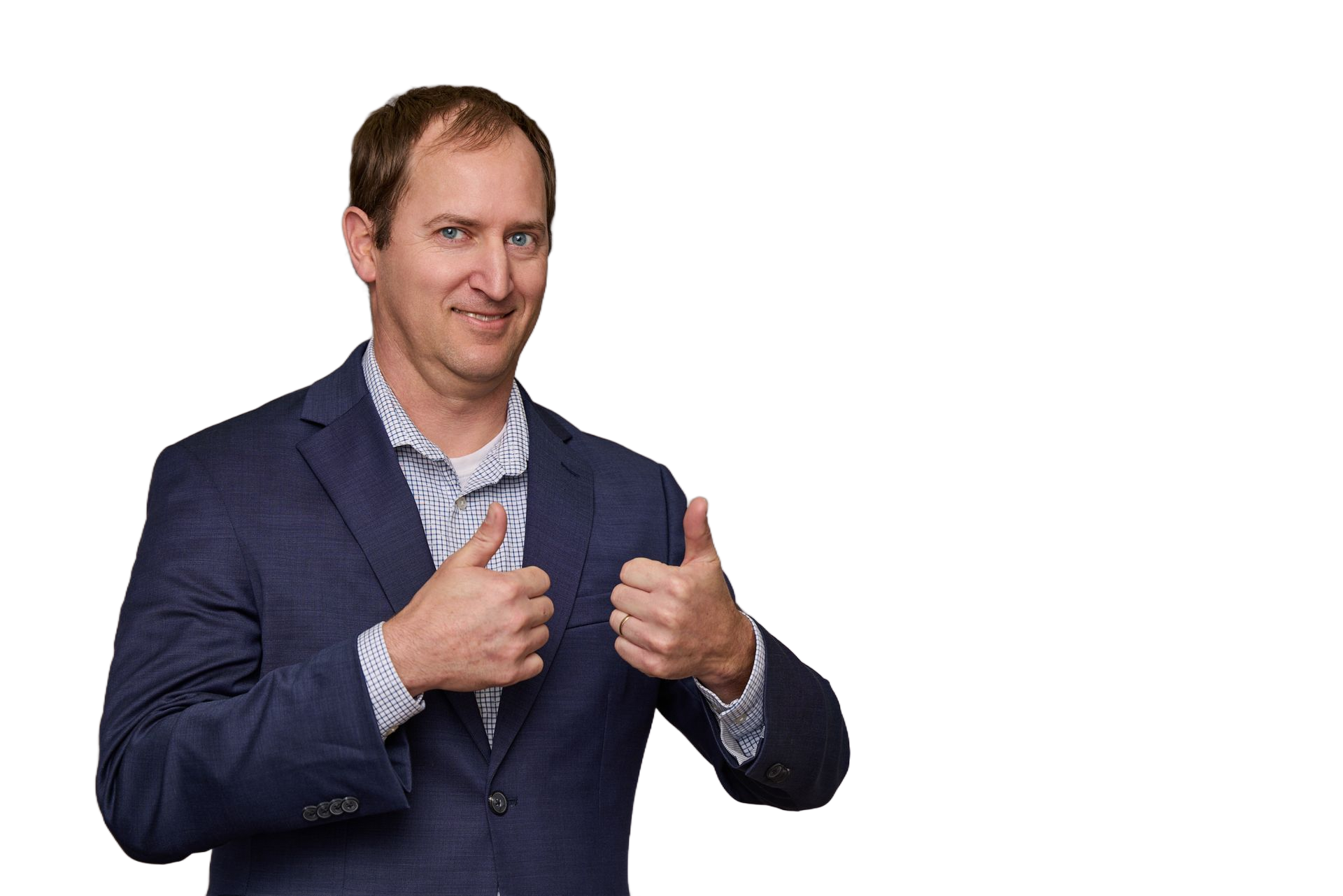 Smiling consultant giving a thumbs up after reviewing a law firm client ledger