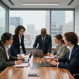 Law firm partners meeting to review trust account reporting