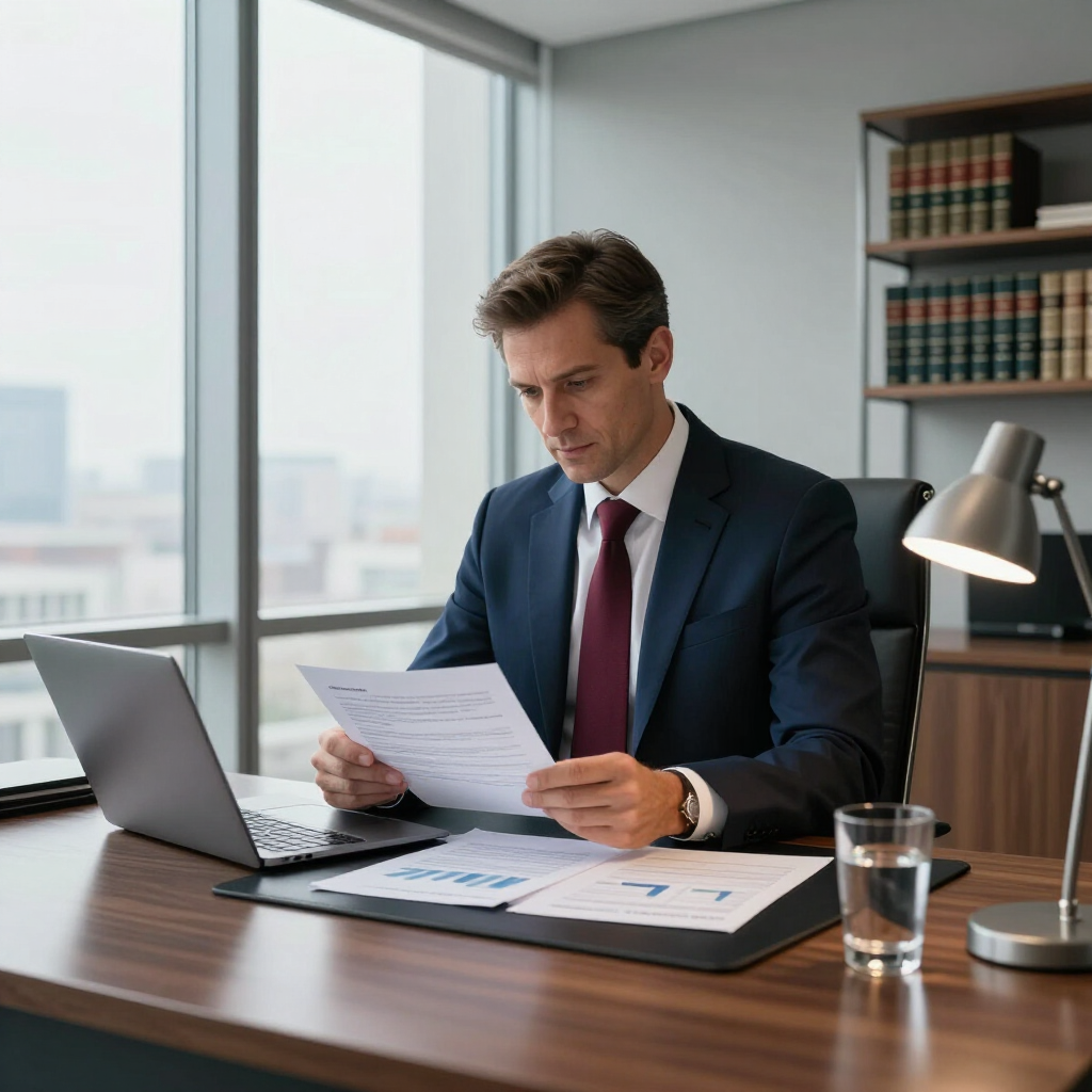 Attorney reviewing monthly bookkeeping reports for a law practice