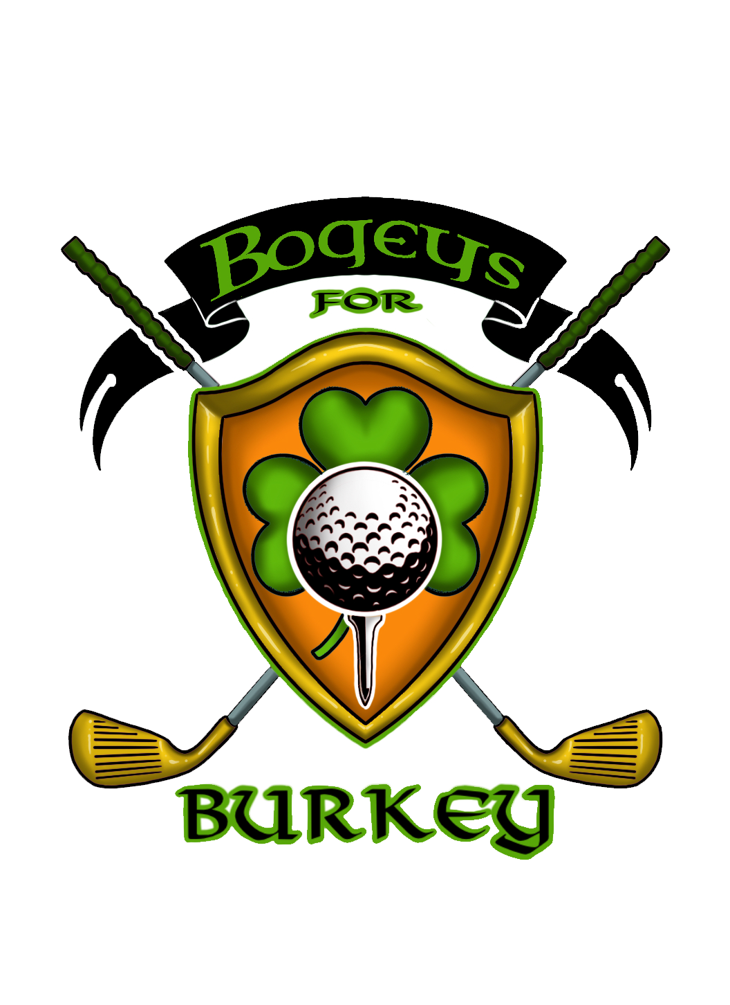 A logo for bogey 's for burkey with a golf ball on a tee
