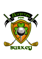 A logo for bogey 's for burkey with a golf ball on a tee