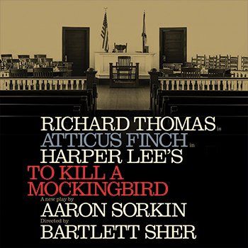 Movie poster for To Kill a Mockingbird with courthouse backdrop and cast names in white and red text