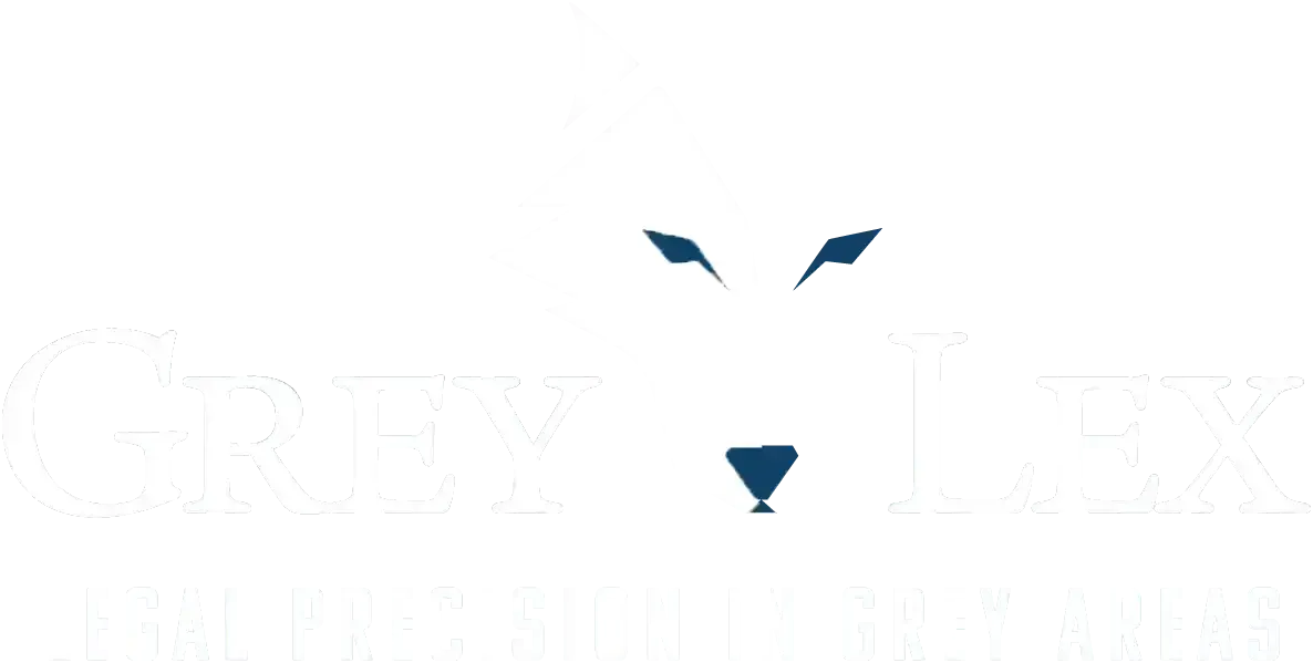 Logo for Grey Fox featuring a stylized dark blue fox head icon above the white text "GREY FOX".