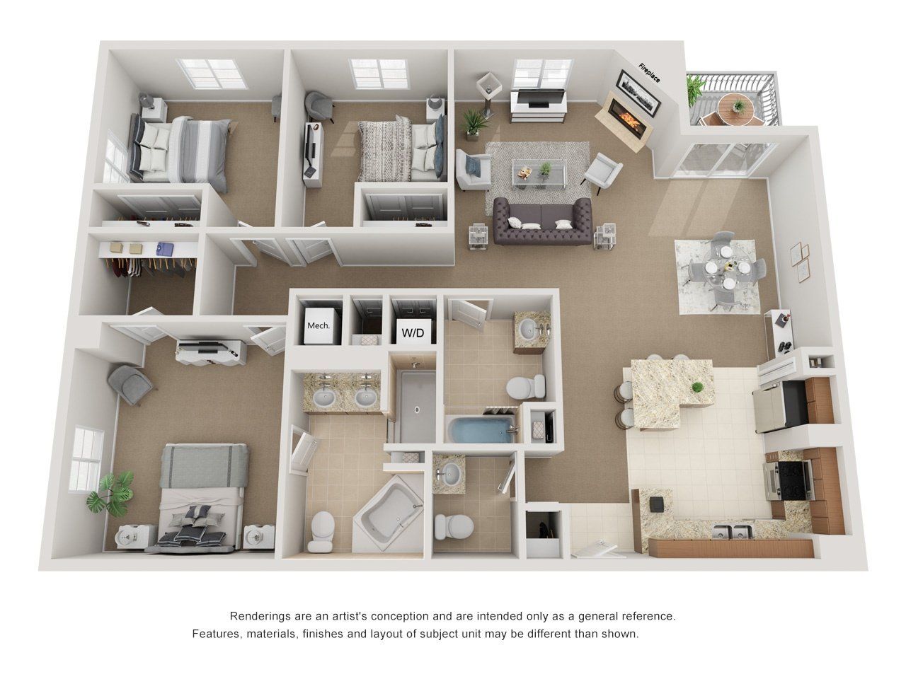 3 Bed 2.5 Bath 1628 sqft