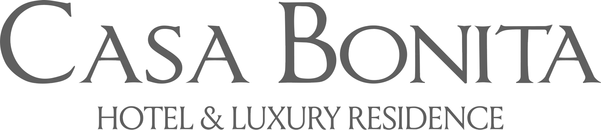 Logotipo de Casa Bonita Hotel & Luxury Residence en texto serif gris