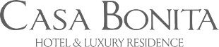 Logotipo de Casa Bonita Hotel & Luxury Residence en texto serif gris