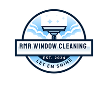 RMR Window Cleaning logo with blue window, squeegee, and tagline &ldquo;Let &rsquo;Em Shine,&rdquo; est. 2024