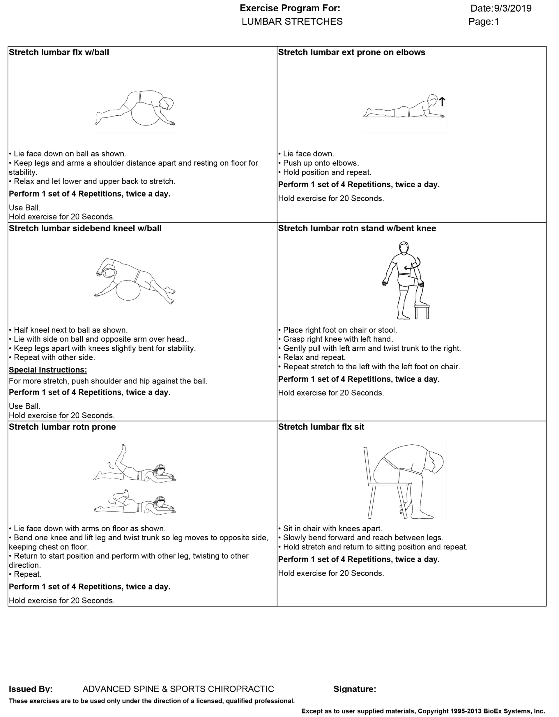 Workout routine diagram with illustrations of exercises.