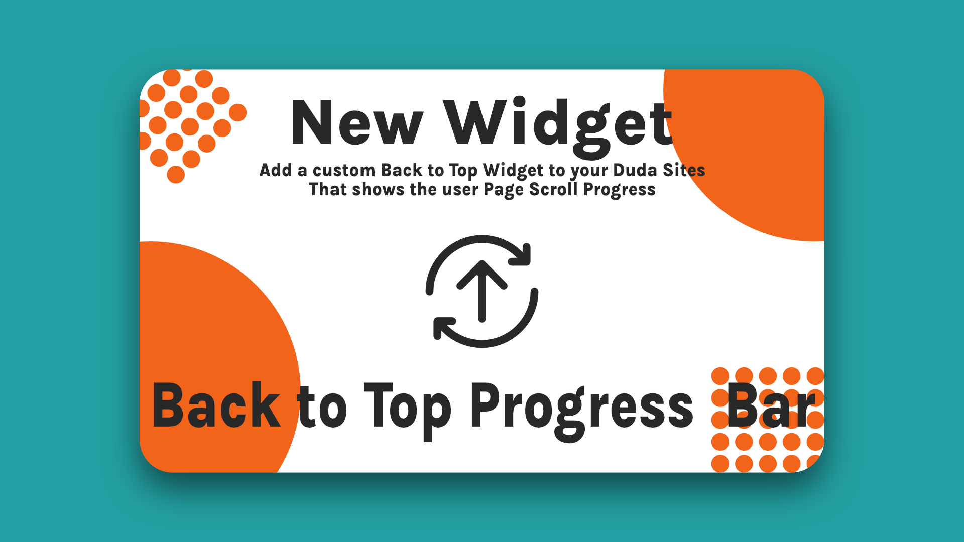 A card that says new widget back to top progress bar