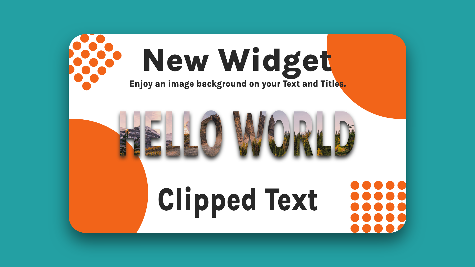 A card that says new widget hello world clipped text