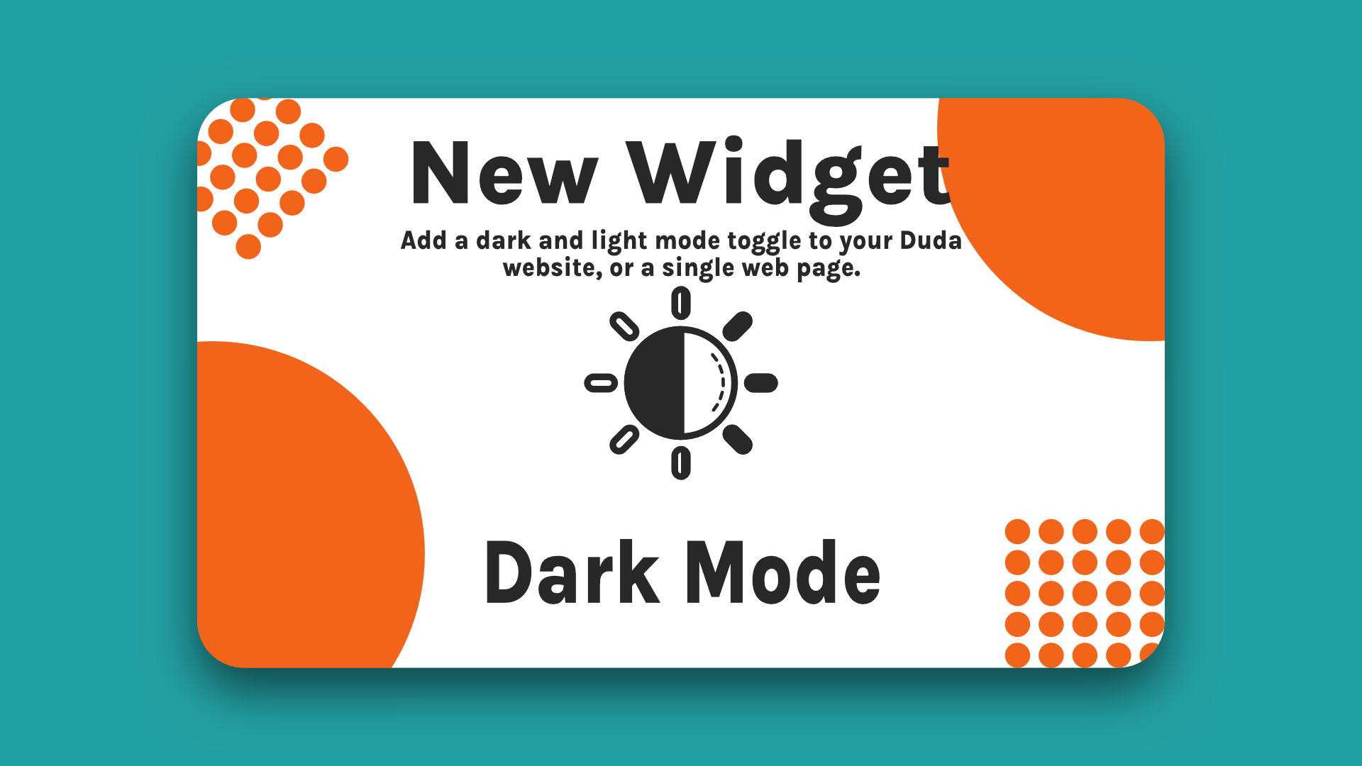 A card that says `` new widget dark mode '' on it.