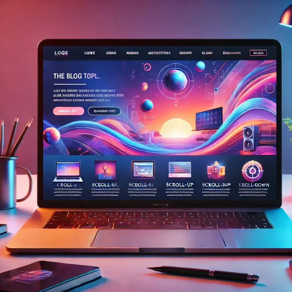 A laptop is open to a page that says the blog topic