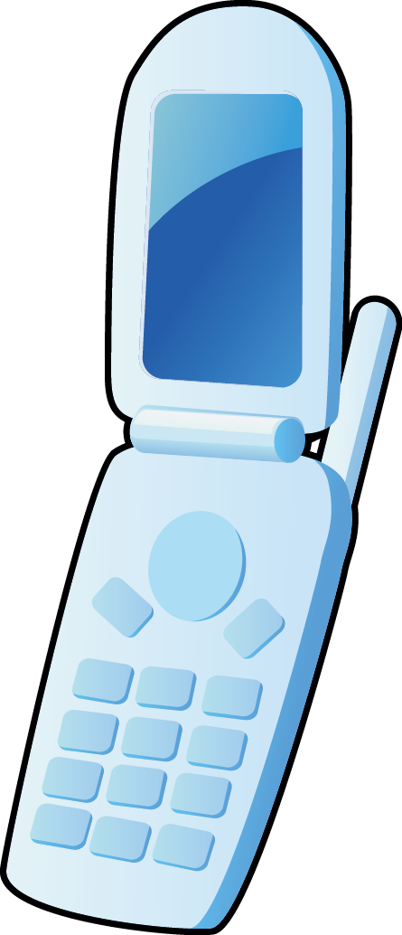 a cartoon drawing of a flip phone with the screen open .