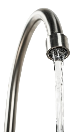 a close up of a faucet with water running out of it .