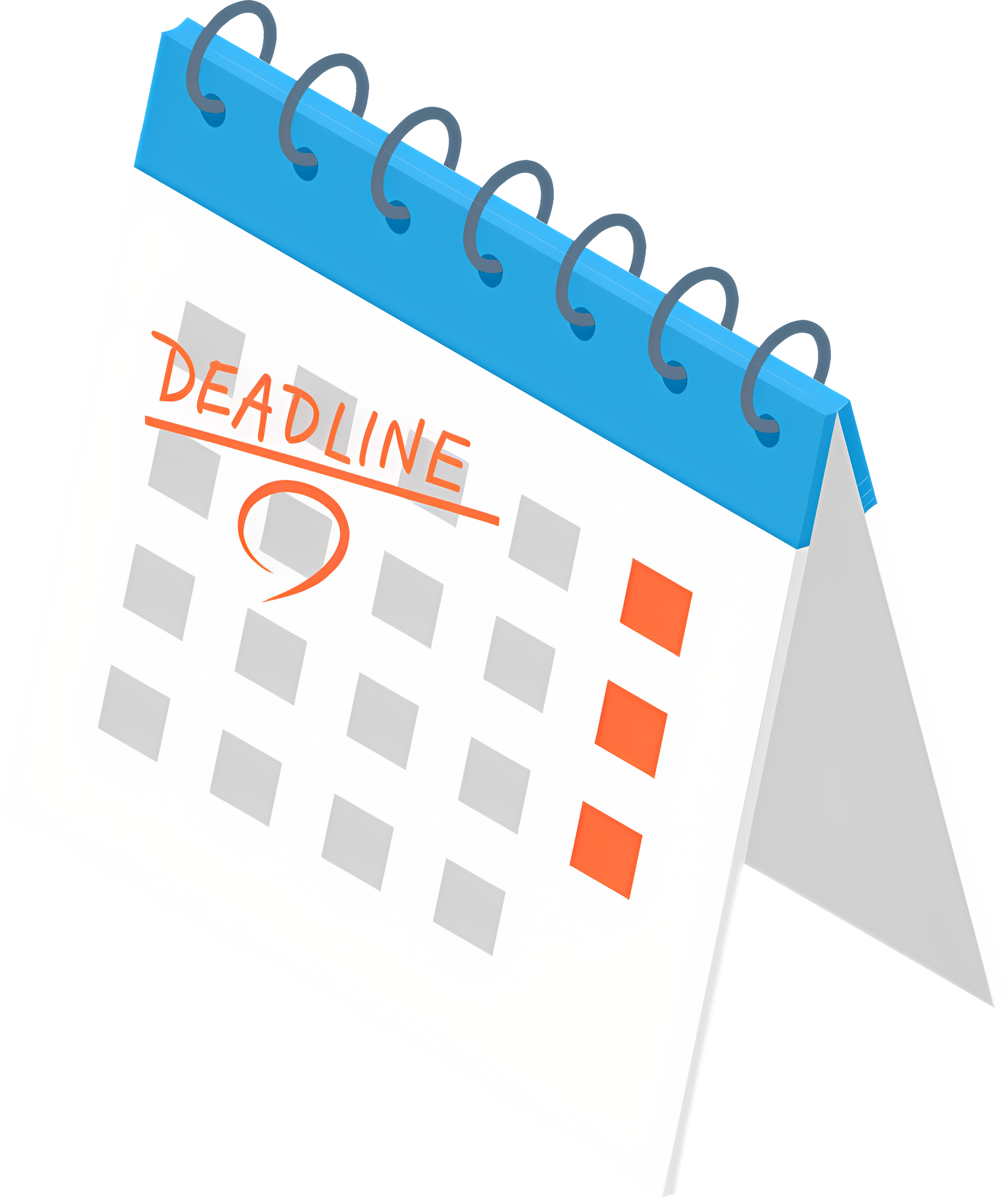 a calendar with the word deadline written on it .