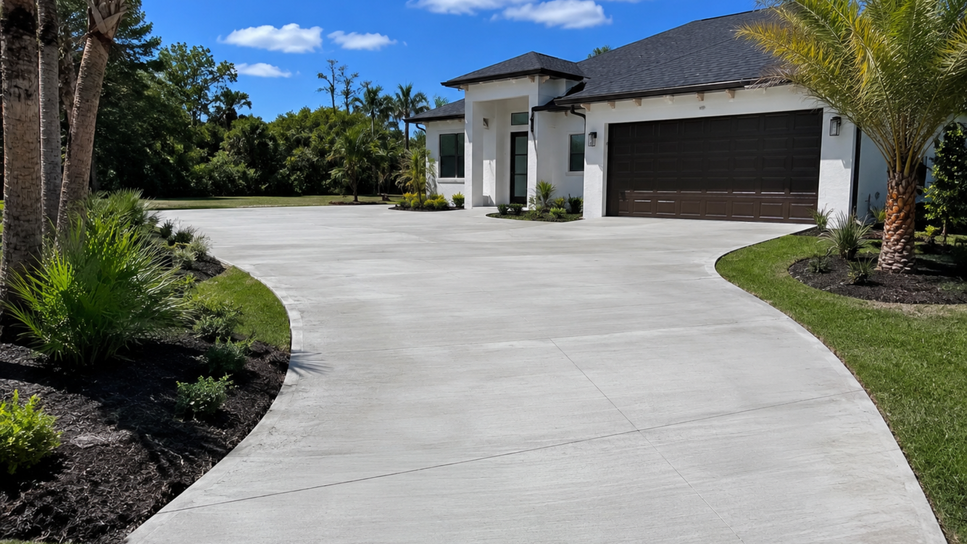 Homeowner and contractor reviewing a concrete permit application for a Naples driveway