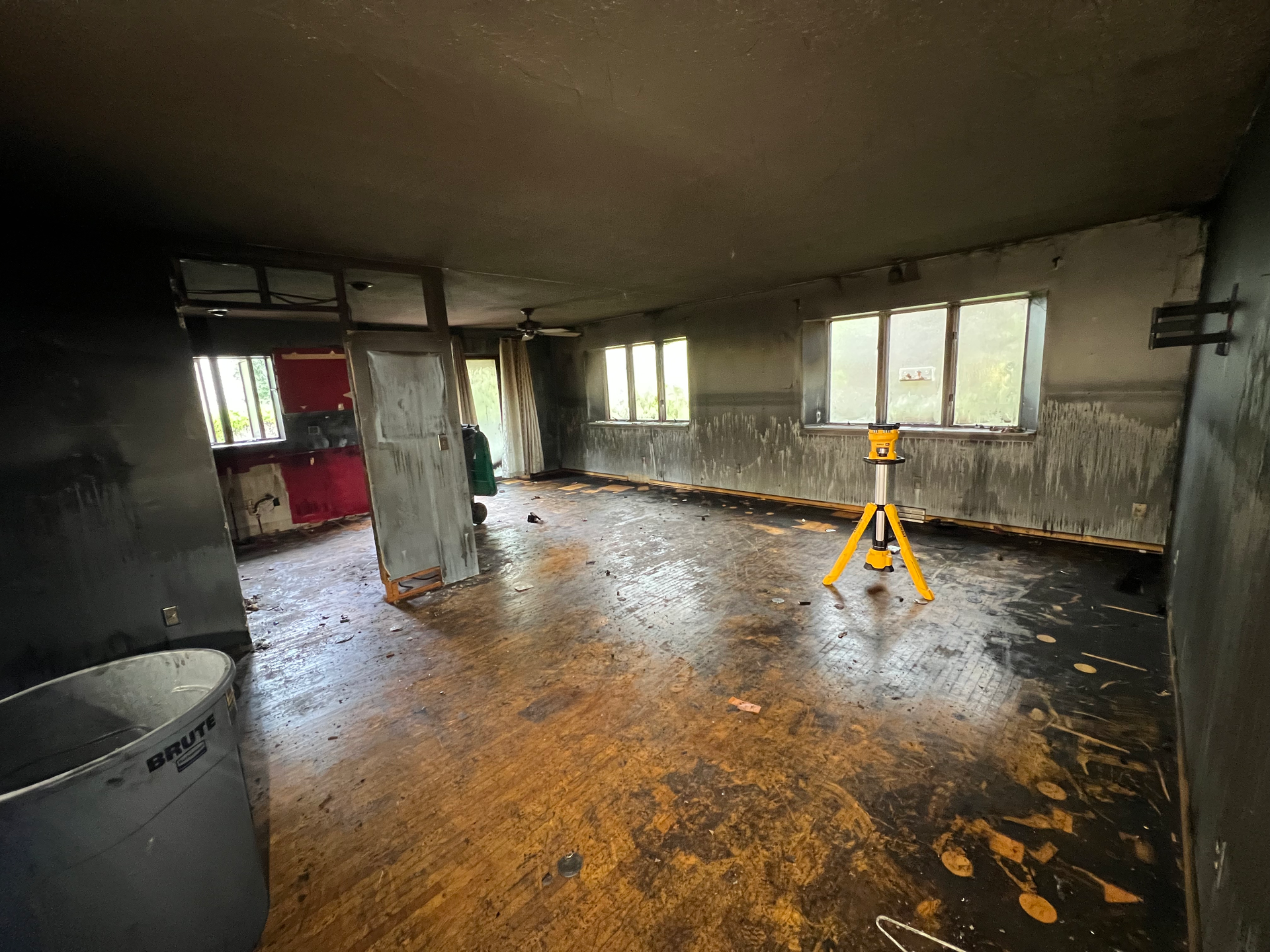 Fire Damage Dining Room and Kitchen